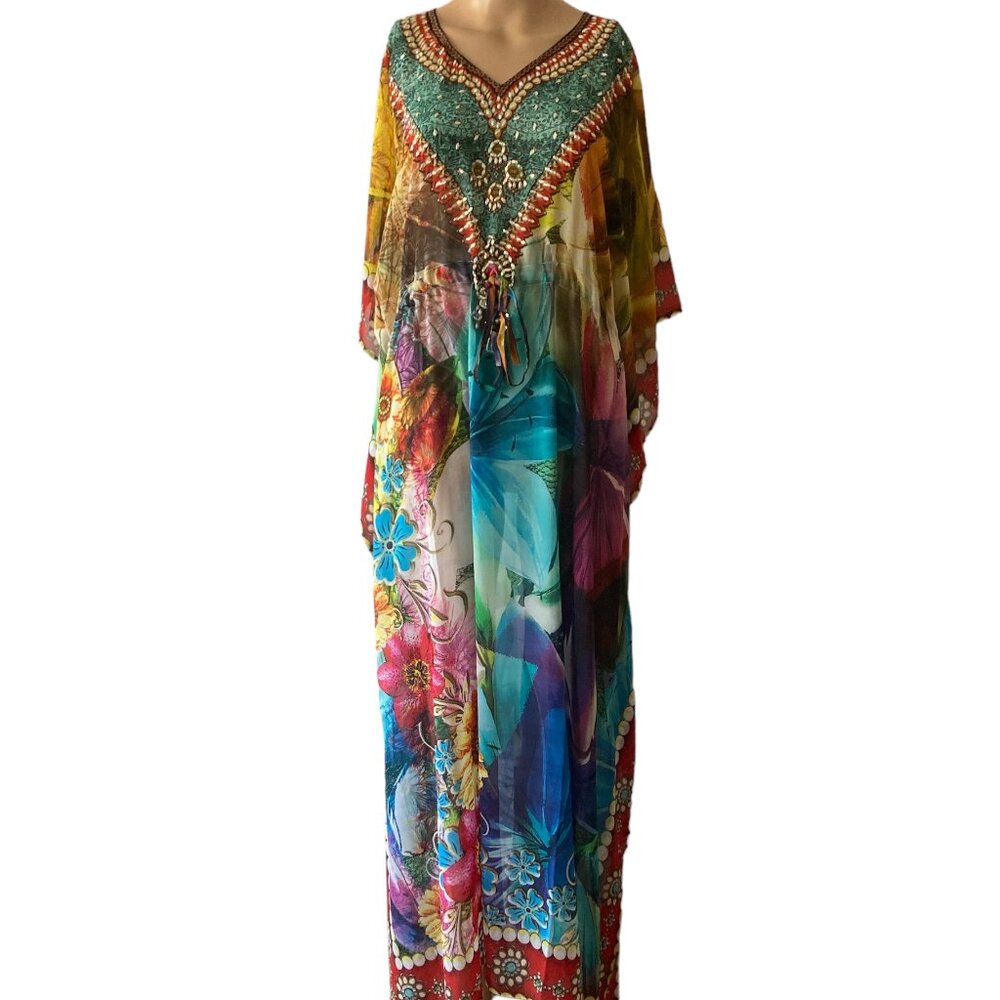 Akaru Dubai Sheer Size S-L Kaftan Cover Up Dress